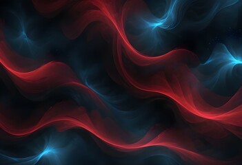 Poster - Flowing red, blue and black abstract background with soft, wavy shapes and subtle sparkles