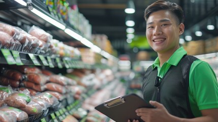 Wall Mural - The grocery store worker