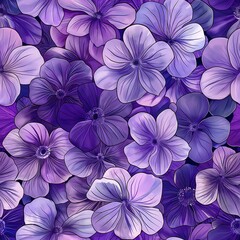 Wall Mural - purple flowers are arranged in a pattern on a purple background