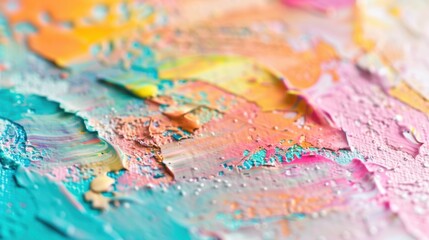 Poster - The artwork features a colorful abstract composition with layered paint textures and bold hues that create visual depth and interest