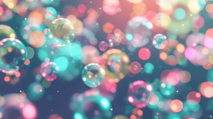Poster - Bubbles of various sizes shimmer and hover in a delightful array of colors, set against a deep, dark backdrop, creating a magical atmosphere