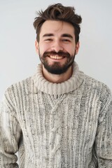 Aufkleber - A person with a beard is wearing a sweater, great for use in editorial or lifestyle images