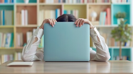 Canvas Print - The frustrated woman at laptop.