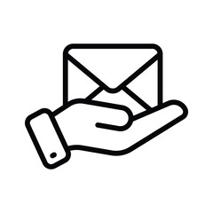 Hand holding an envelope symbolizing email delivery or message service icon