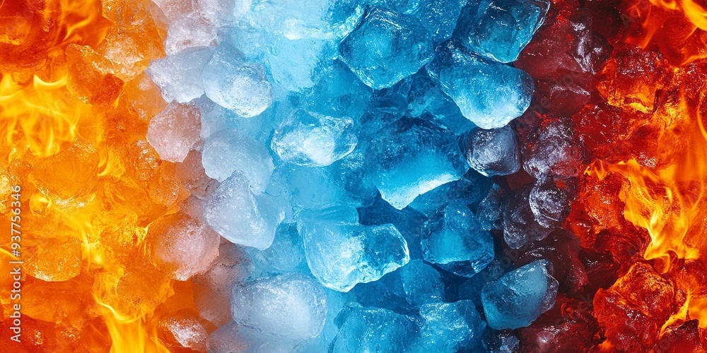 Vibrant depiction of the contrast between fire and ice wallpaper. Cold ...