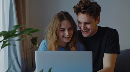 Sticker - The happy couple on laptop