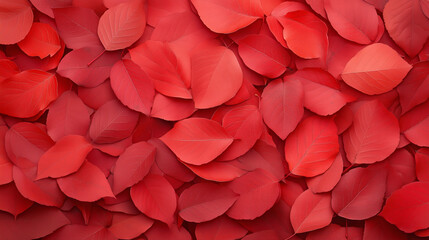 Wall Mural - close-up of numerous red leaves overlapping, creating a vibrant and textured pattern