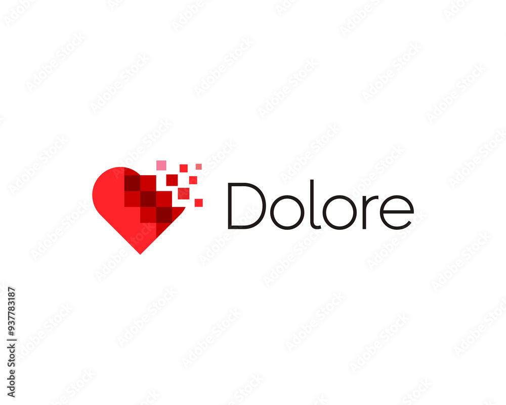 Abstract pixel heart logo icon design modern digital style illustration ...