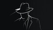 © NovaVisuals - A noir-style illustration of a shadowy figure in a hat, with dramatic lighting creating a mysterious and suspenseful atmosphere. The black and white tones enhance the intrigue