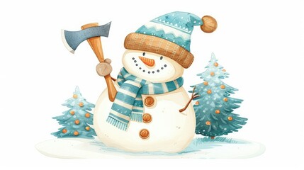 Sticker - A cute snowman 