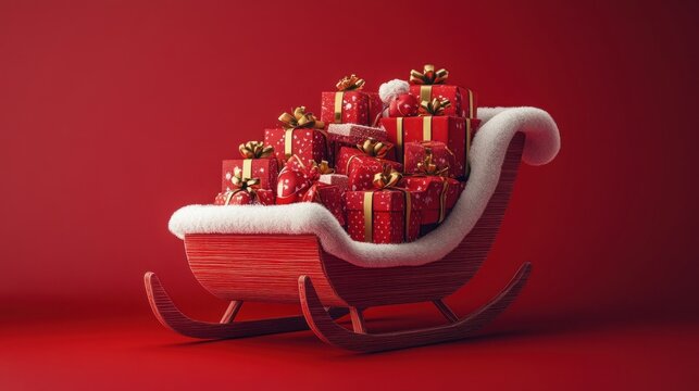 Golden vector Christmas tree with red balls and golden ribbon, perfect for holiday decoration and festive celebration