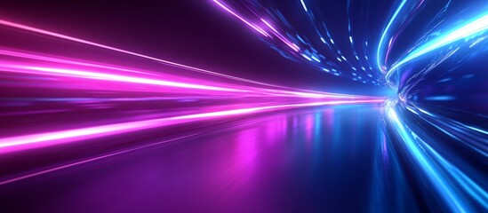 Poster - abstract background with glowing neon lines and a speed effect