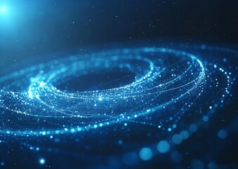 Poster - Abstract blue background with glowing lines forming the shape of an orbit