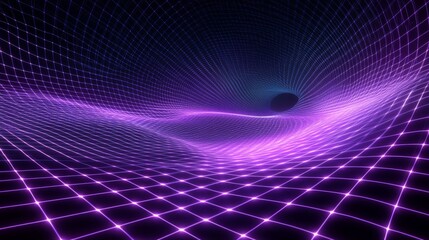 Poster - Abstract laser light grid, sharp and glowing lines, neon purple and cyan