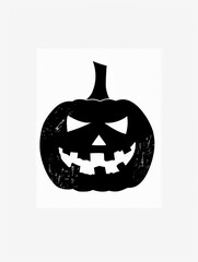 Wall Mural - Spooky Halloween Jack-o'-Lantern Silhouette - A spooky black and white silhouette of a jack-o'-lantern with a carved grin, symbolizing Halloween, autumn, spooky, festive, and tradition.