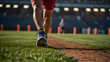 © RANA - The feet of a runner are running on the field