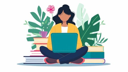 Wall Mural - Explore the role of a laptop isolated in online education. Write about virtual classrooms, interactive lessons, and the flexibility that laptops provide students to learn from anywhere.