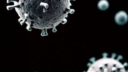 Aufkleber - close up of multiple corona covid 19 virus particles with spike proteins on dark background medical health pandemic smooth pan motion video