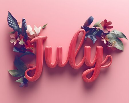 July on pink background