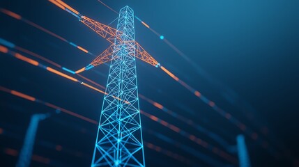 Electric power grid, connected networks of energy, 3D illustration