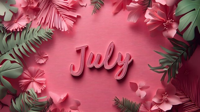 July on pink background