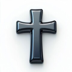 Shiny black cross isolated on white background