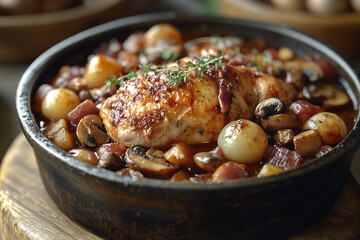 Wall Mural - A rustic French dish of Coq au Vin