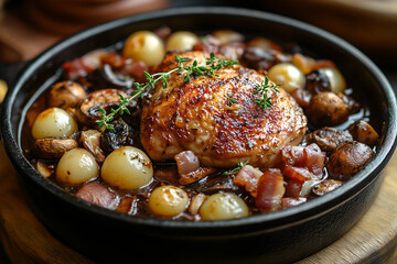 Wall Mural - A rustic French dish of Coq au Vin