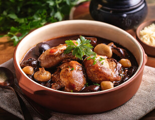 Wall Mural - A rustic French dish of Coq au Vin