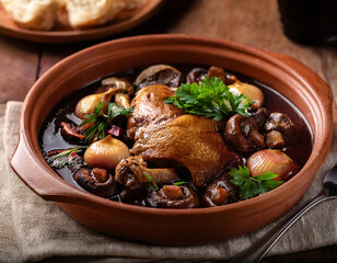 Wall Mural - A rustic French dish of Coq au Vin