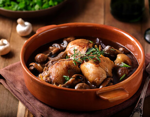 Wall Mural - A rustic French dish of Coq au Vin