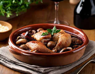 Wall Mural - A rustic French dish of Coq au Vin