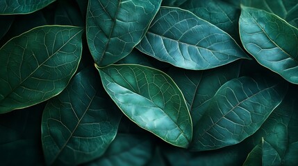 Aufkleber - Dark green leaf texture Natural green leaves using as nature background wallpaper or tropical leaf cover page : Generative AI