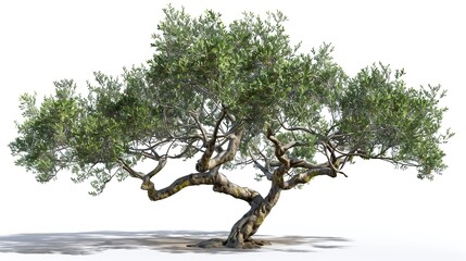 Wall Mural - Majestic Olive Tree Isolated on White Background