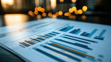Poster - Business finance and investment, analyzing economic growth charts for informed decisions
