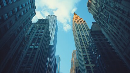 Poster - View of highrise skyscrapers in Manhattan New York United States : Generative AI