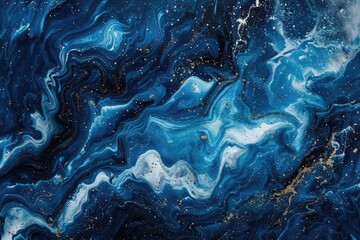 Poster - A close-up view of a blue and white marble slab, often used in decorative designs