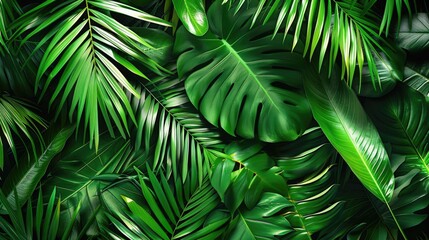 Poster - A detailed view of a bunch of green leaves, ideal for use in nature-themed designs and illustrations