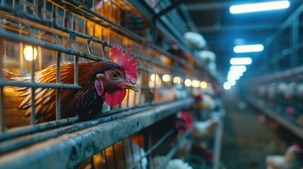 Poster - Flock of chickens confined to a small enclosure