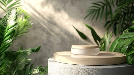 Poster - Premium Podium Product Presentation Mockup Design Natural Background Cosmetic : Generative AI