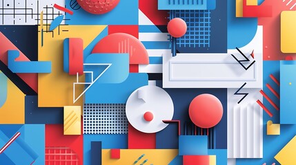 Poster - Colorful abstract geometric pattern with a variety of shapes and textures, perfect for use as a background or design element.