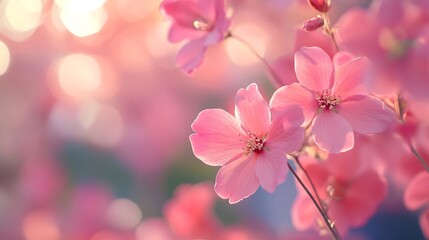 Poster - Nature background with spring flowers Selective and soft focus Close up : Generative AI