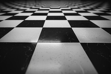 Aufkleber - A traditional checkered floor design in a room with black and white squares