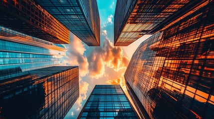 Poster - View of highrise skyscrapers in Manhattan New York United States : Generative AI