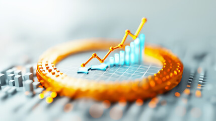 Poster - A graphic representation highlights a rising trend in business metrics with a graph displaying upward movement against a grid, symbolizing growth and success