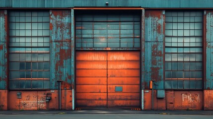 Poster - Large industrial factory facade building : Generative AI