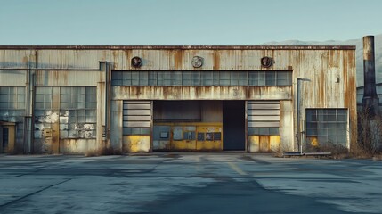 Poster - Large heavy industrial factory building exterior : Generative AI