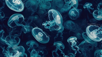 Wall Mural - Jellyfish floating and swimming in the open ocean, great for underwater or marine life scenes