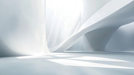 Poster - Clean abstract white background with geometric light design elements, copy space