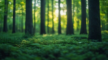 Aufkleber - green woods panorama natural landscape : Generative AI